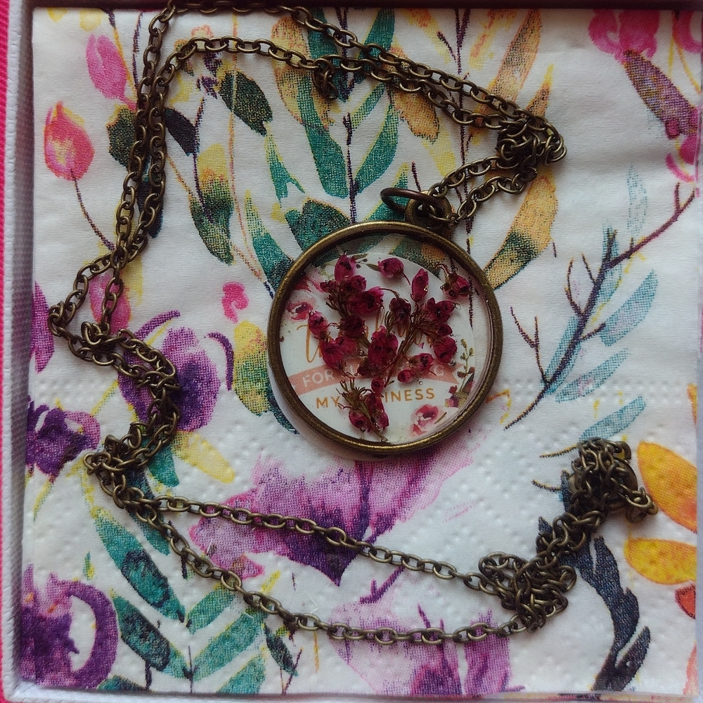 Dried Flowers in Resin Unique One of a Kind Necklace